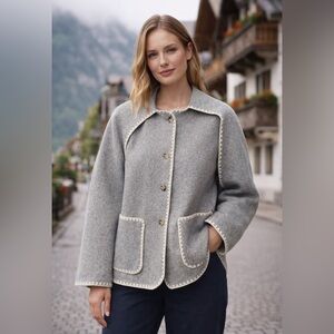 Marc New York Andrew Marc Gray Jacket with White Trim